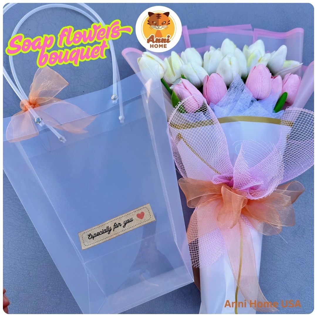 Pink Tulip Soap Flower Bouquet – Size M - Image 2