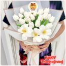 White Tulip Soap Flower Bouquet – Size L