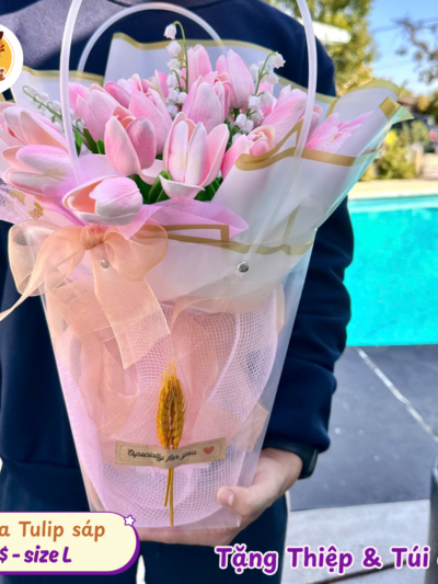 Pink Tulip Soap Flower Bouquet – Size L