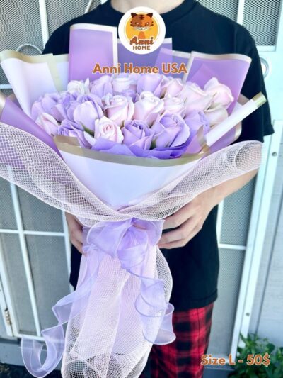 Purple Rose Soap Flower Bouquet – Size L