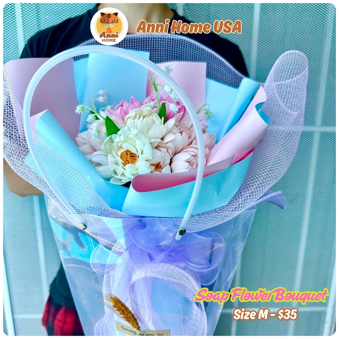PM01 – Peony Soap Flower Bouquet – Size M - Image 4