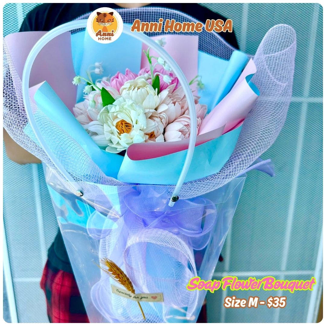 PM01 – Peony Soap Flower Bouquet – Size M