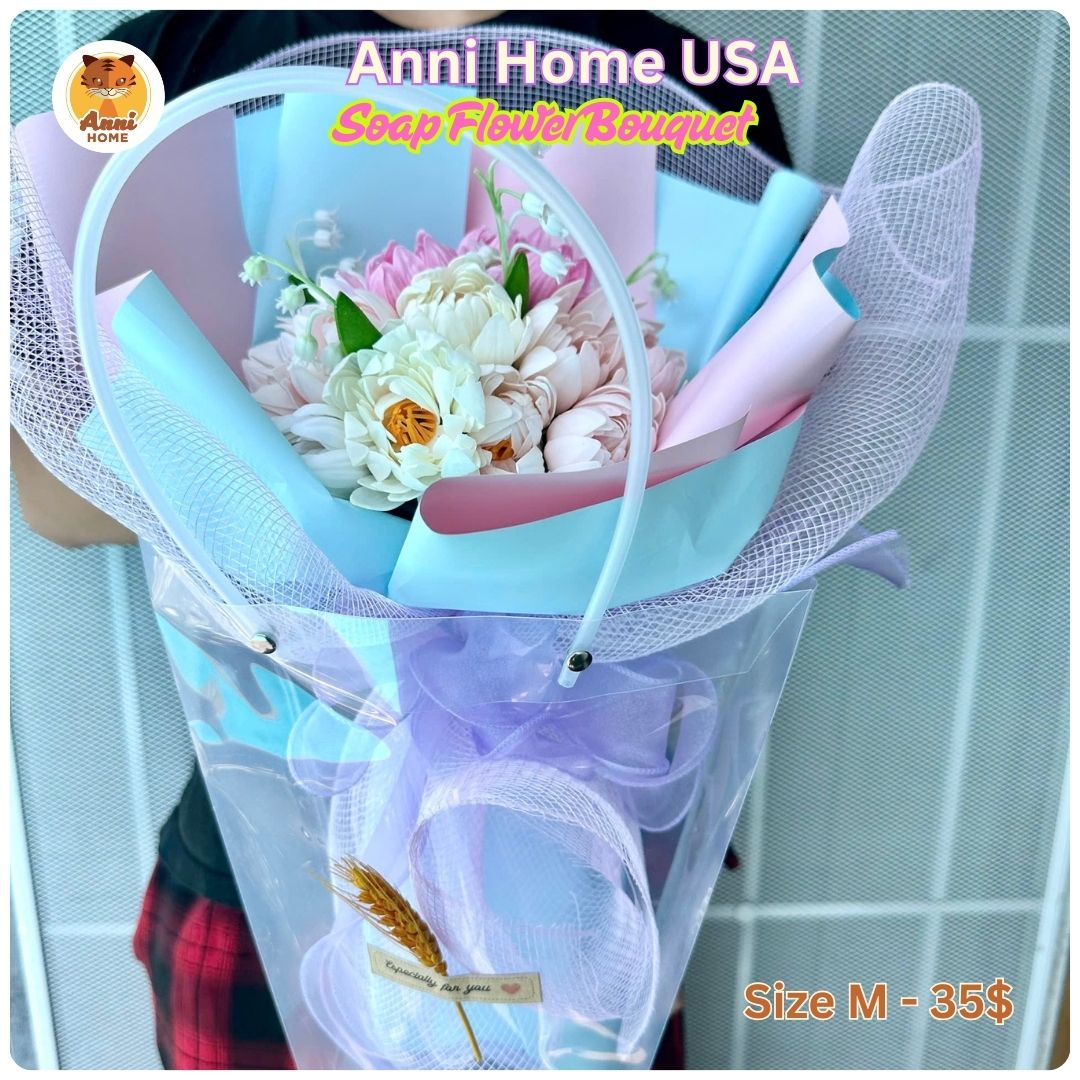 PM01 – Peony Soap Flower Bouquet – Size M - Image 2