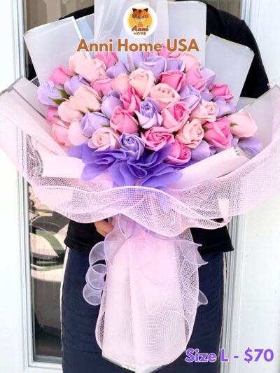 Purple Pink Rose Soap Flower Bouquet – Size XL