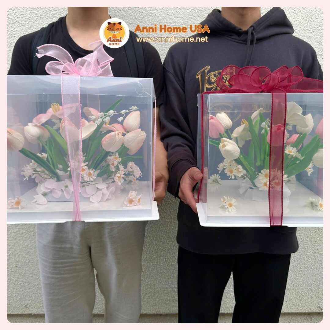 Pink Floral Gift Box – Elegant Acrylic Flower Box