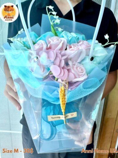 Blue Purple Hydrangea Soap Flower Bouquet – Size M