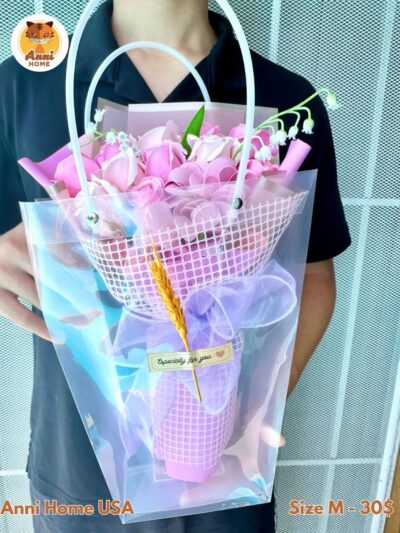 Pink Purple Hydrangea Soap Flower Bouquet – Size M