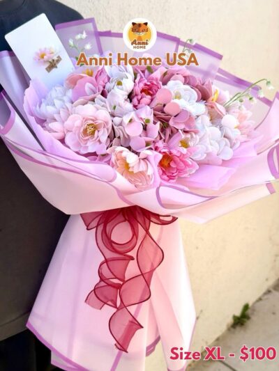 Blush Pink Soap Flower Bouquet (Roses & Hydrangeas) - Size XL