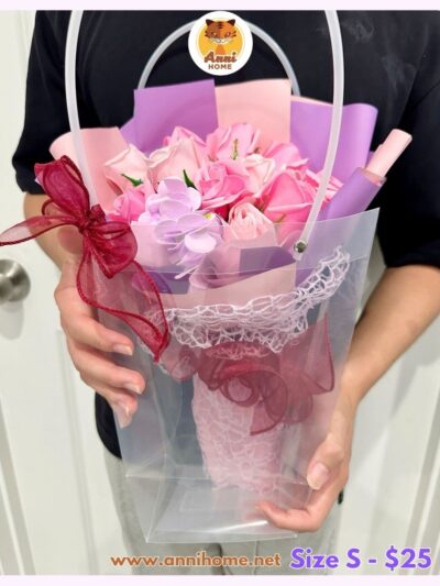 [Mix] Pink & Purple Rose Soap Flower Bouquet – Size S