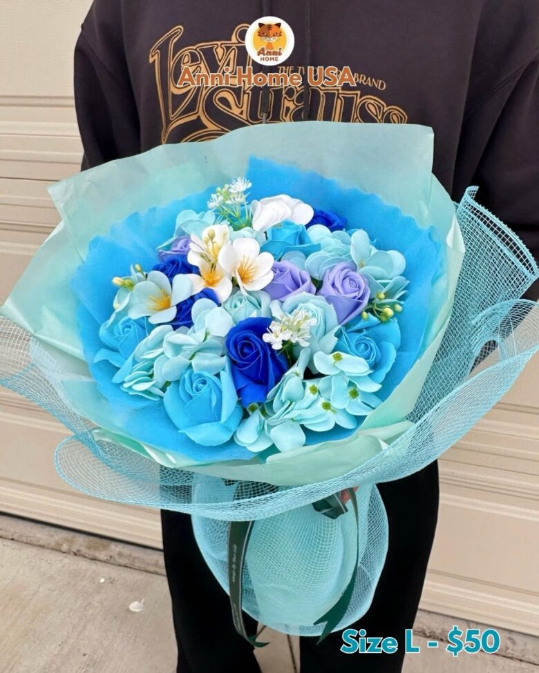 Blue Soap Flower Mix: Roses & Hydrangeas (Size L) – Anni Home USA